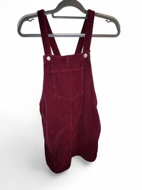 Corduroy Pinafore Jumper Dress in Deep Burgundy Topshop Moto